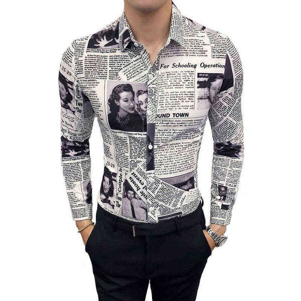 Personality Youth Trend Moda casual camicia a maniche lunghe da uomo primavera e autunno new m-5xl stampato slim slim slim 2019 G0105