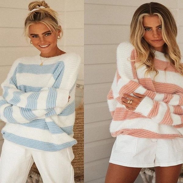 

2020 new long-sleeved stitching casual women's warm color matching loose pullover autumn and winter sweater1, White;black