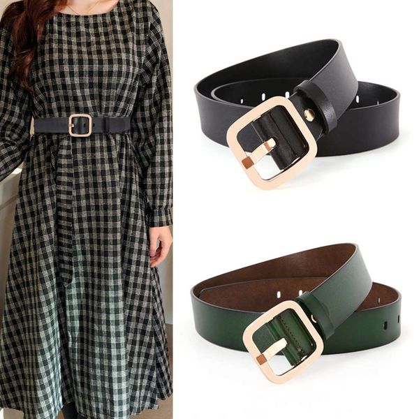 

women's leather wide overcoat belt fashionable versatile decoration, waist cover with skirt and sweater, Black;brown