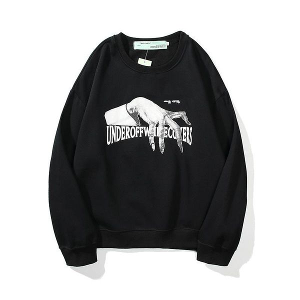 

european and american mens sweatshirts fashion hip hop street off hand printed sweater ow religious arrow long sleeve t-shirt coats, Black