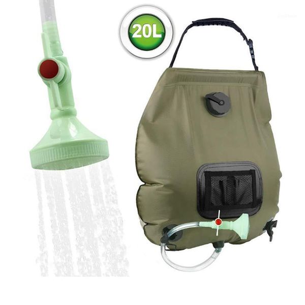 

outdoor bags solar 20l shower bag hiking camping portable hose can switch head1