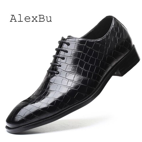 

alexbu 2020 fashion formal man shoes slip on business wedding shoes men dress casual plus size 6-11 zapatillas hombre, Black