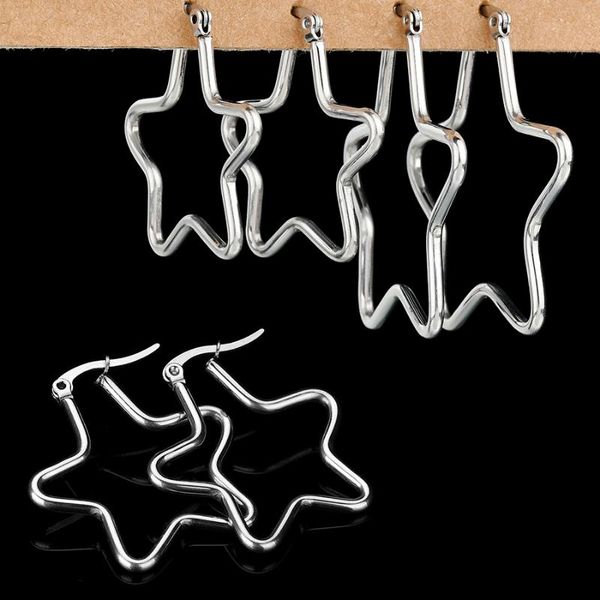 

hobborn trendy women star hoop earring romantic design 30 40mm prevent allergy geometry night club men big earrings jewelry gift, Golden;silver