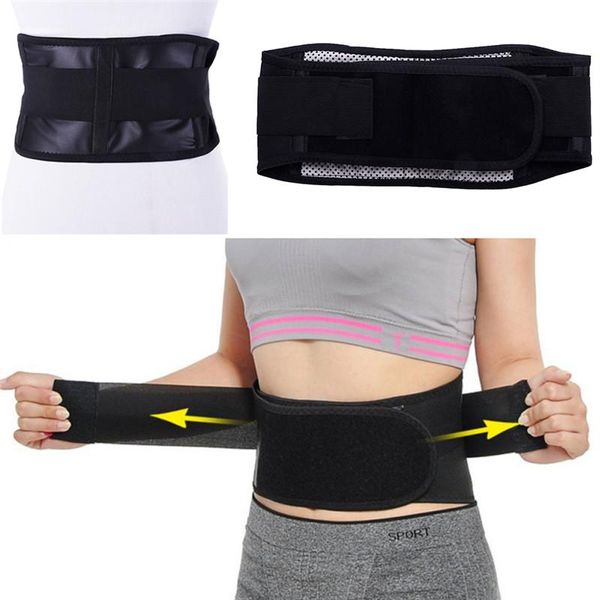 

waist support adjustable magnetic tourmaline self-heating therapy belt lumbar back brace double band, Black;gray