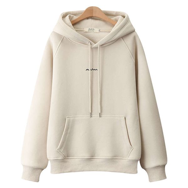 

sweater women's autumn and winter plush thickened loose korean version 2020 new fashion ins thin hooded foreign style top, Black