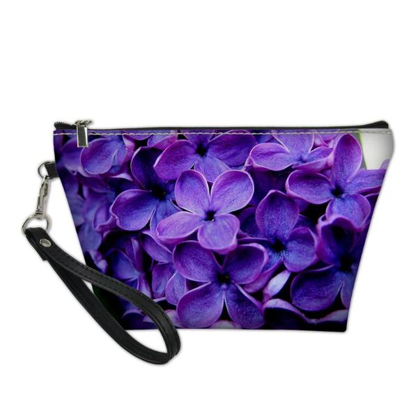 

forudesigns фиолетовый сиреневый 3d печать косметическая сумка женщины trousse de toilette организатор мешок тщеты путешествия макияж сумка