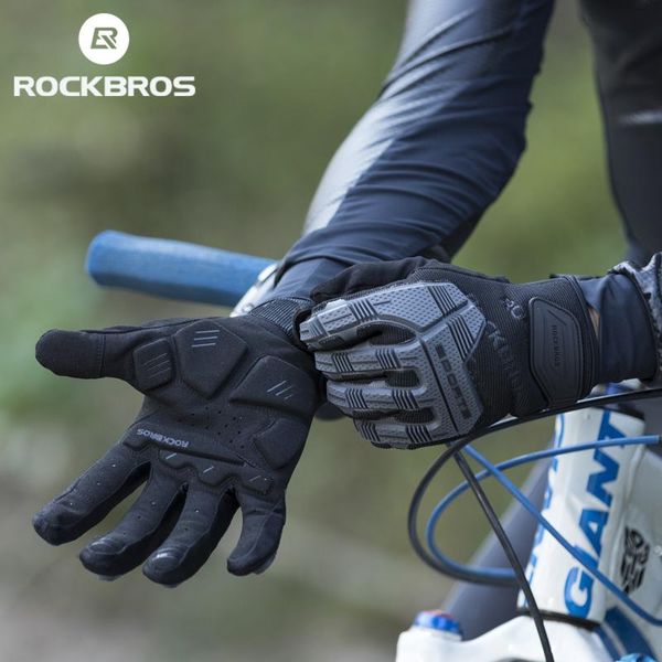 

rockbros cycling gloves sbr 6mm thickened pad shockproof breathable gel bike gloves men women full finger sport mtb gloves bbygfo alice_bag, Black