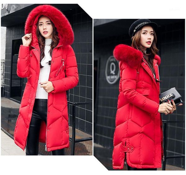 

new women winter coat down jacket ladies fur hooded jackets long puffer parka y091, Black