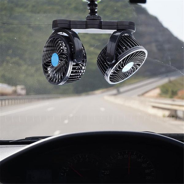 

12v 24v multi-functional cigarette ignition car double-head electric fan suction cup truck mini desk fan1