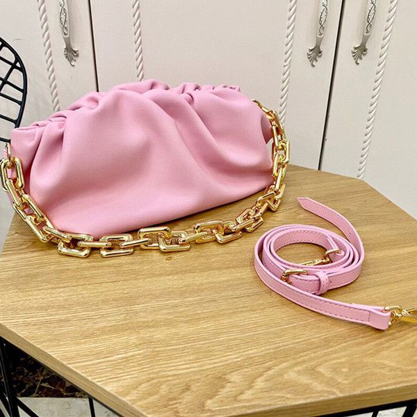 

women's versatile fashion cloud bag 2020 new fashion leather dumpling wrinkle thick chain armpit one shoulder handbag for women