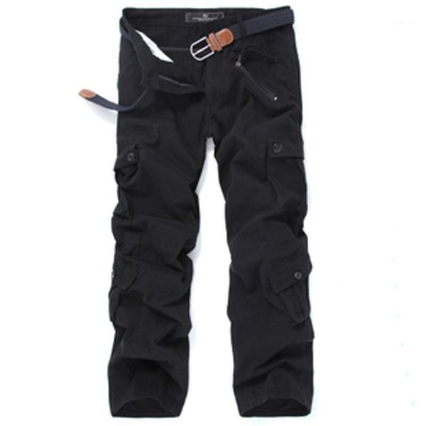 

men tactical cargo pants hiking camping climbing pant casual straight pants cotton full length trousers pantalon homme long pant1, Black