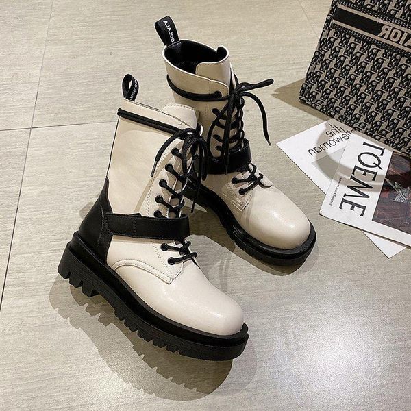 

leather new boots women lace up black platform leather ankle boots women shoes1