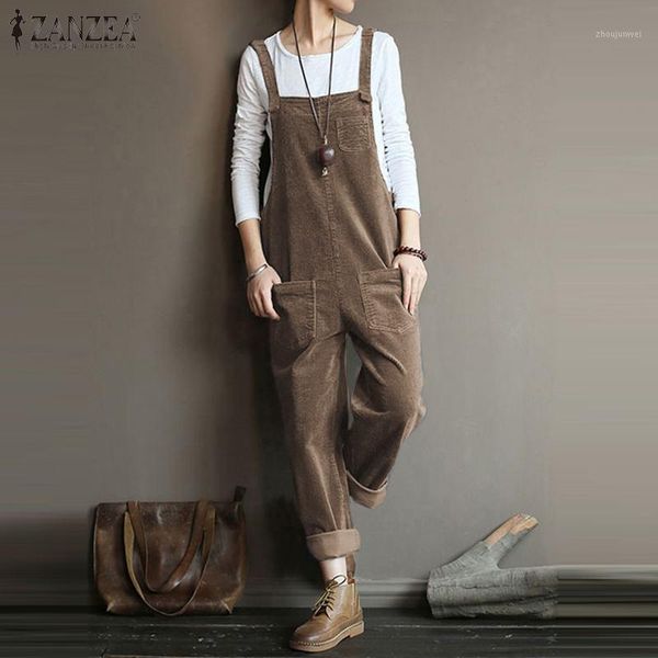 Frauen Overall-spielanzug frauen Cord 2022 Casual Overalls Hosenträger Plus Größe Weibliche Pantalon Rübe 5XL Playsuits