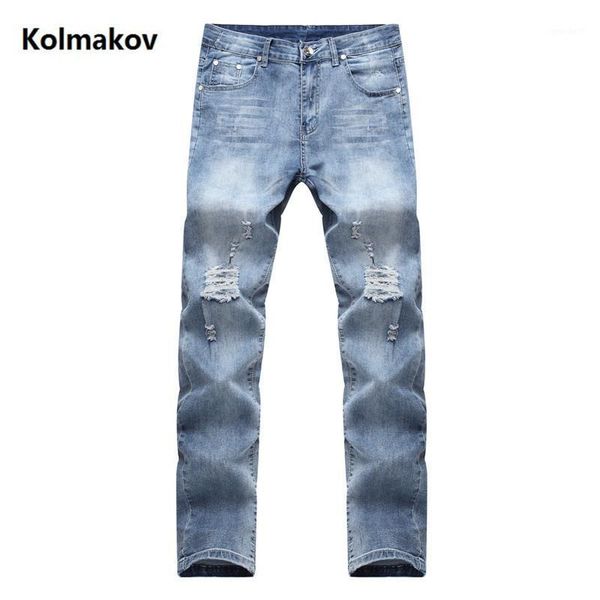 

men's jeans 2021 spring ripped for men classic fashion designer denim skinny casual slim fit trousers 3 colors1, Blue