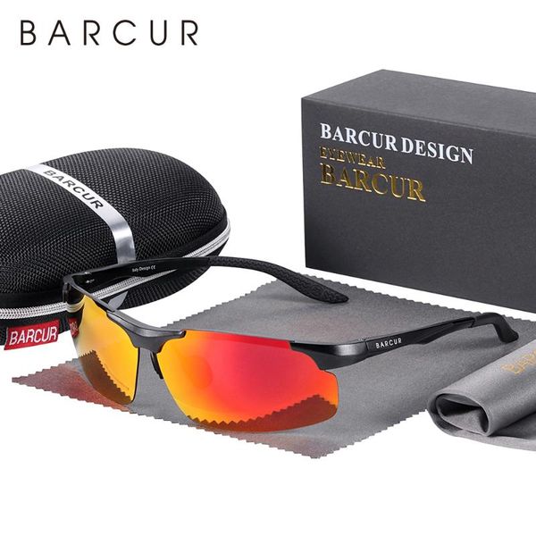 

sunglasses barcur design aluminium magnesium frame men rectangle ultralight eye sport eyewear, White;black