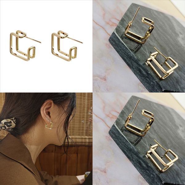 

pjj s'steel ley sterling stud earrings round 925 geometry earring women for earring pendientes plata de zircon mujer sterling silver, Golden