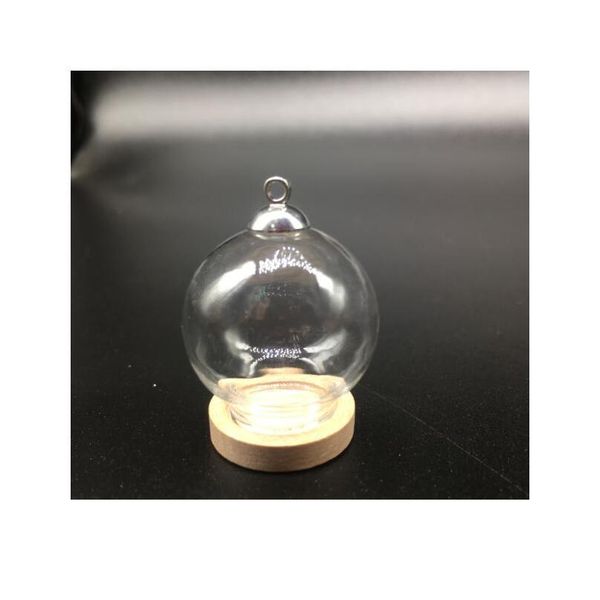 

10sets/lot 25*15mm round glass globe orbs wood base silver beads cap set wishing glass vial cover dome glass bottle cut sqcsdu, Bronze;silver
