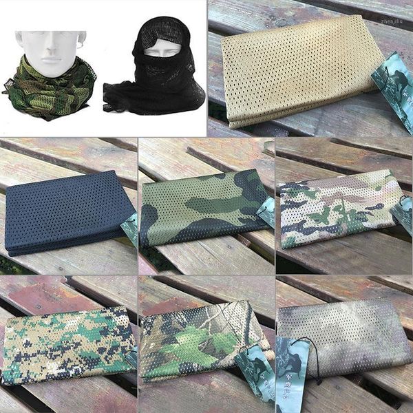 

cycling caps & masks outdoor hiking men scarf breathable headband mesh jungle muffler camping tactical camouflage mesh1, Black