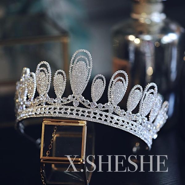 

new korean style versatile atmosphere alloy water diamond princess crown bridal headdress wedding dress with makeup modeling accessories, Silver