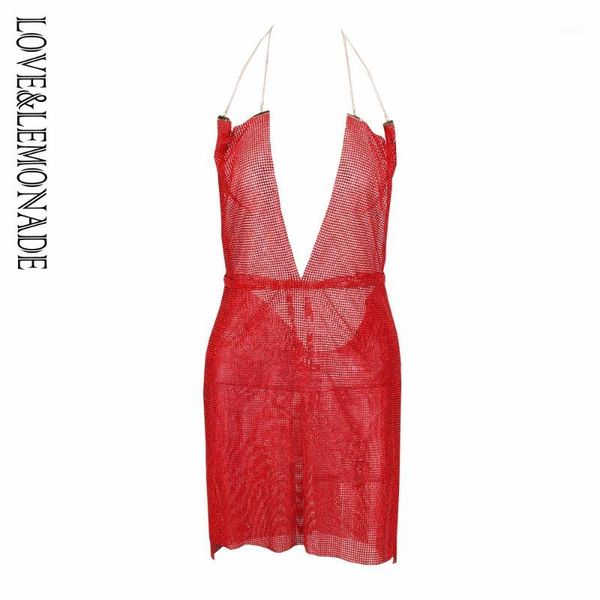 

love&lemonade red rhinestone metal open back party dress lm09011, White;black