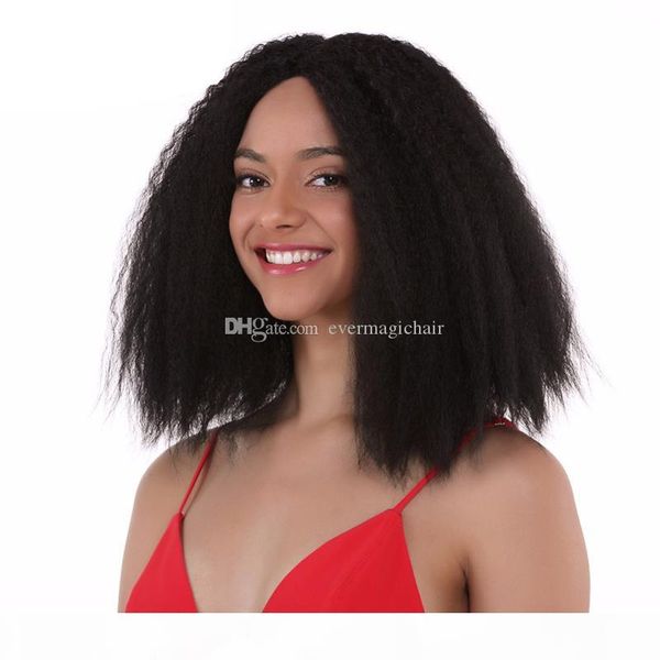 

kinky прямой парик блестящий кружева фронт человеческих волос для чернокожих женщин с детские волосы девственницы человеческие волосы италья, Black;brown