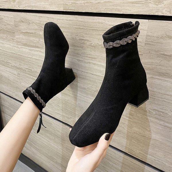 

lady boots женская низкая обувь ботинки - женщины роскошный дизайнер молния горнонувшись на high sace med резина 2021 мода короткие плюшевые, Black