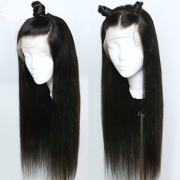 

4x4 middle part lace front human hair lace wig, Black;brown