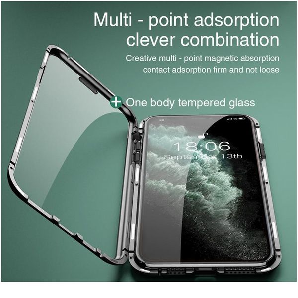 

360 magnetic adsorption metal case for iphone 12 mini 11 pro x xs max xr 8 7 6s plus double-sided gla bbygiv