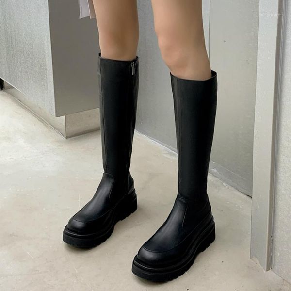 

boots women's knee high shoes platform fashion punk heeled winter long woman party footwear zogeer1, Black