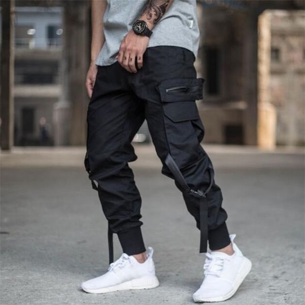 

zhuzunzhe men multi-pocket harem pants trousers men streetwear punk cargo pant hip hop casual trousers joggers hombre 201110, Black