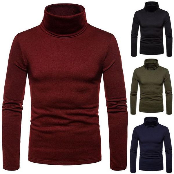 

pullovers man solid sweater brand spring winter turtleneck men's color sweater casual men's slim fit 2019 knitted warm fvvpq, Black