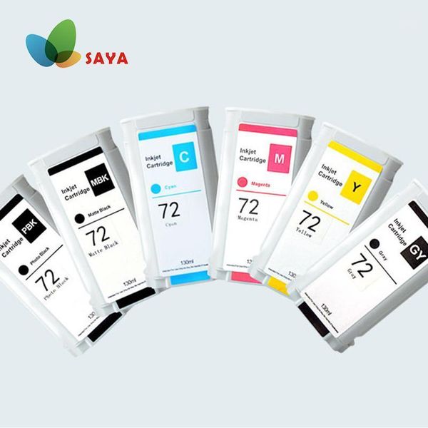 

ink cartridges saya 72 compatible cartridge 130ml for designjet t610 t770 t790 t795 t1300 t1100 t2300 printer (pbk c m y gy mbk)1