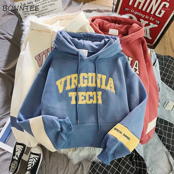 

women's hoodies & sweatshirts women thicker letter velvet warm pullover winter coat drawstring harajuku sweatshirt pink womens korean h, Black