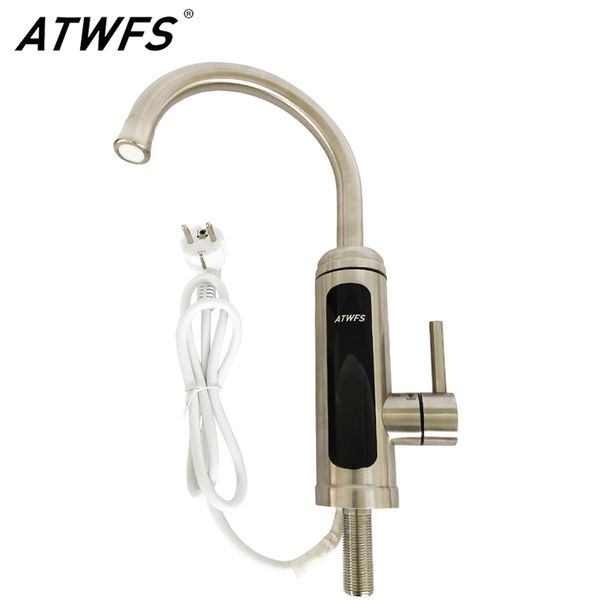 

atwfs tankless water heater kitchen faucet 220v water tap bathroom instant heaters stainless steel with temperature display free