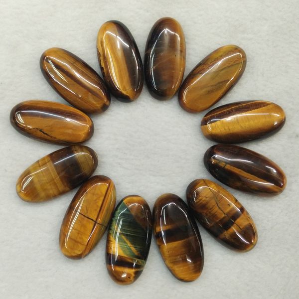 

wholesale 20pcs/lot fashion natural tiger eye stone oval shape cab cabochons for jewelry beads making 15x30mm 200930, Black