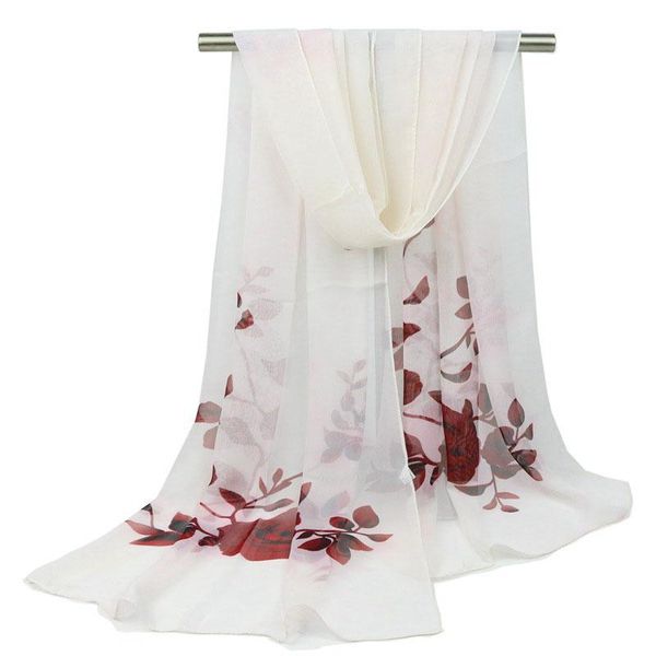 

scarves fashion chiffon scarf women thin flower print silk summer beach sunscreen shawl wraps foulard hijab stoles n66, Blue;gray