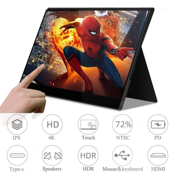 

15.6" hd 4k type c pd touch portable monitor for business travel phone pc lapextended hdr gaming screen for ps4 xbox switch1