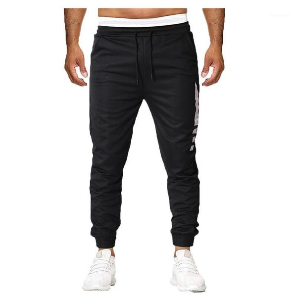 

trousers jogger men plus size pants for men fashion drawstring pattern pockets full-length trouser loose straight pants 20191, Black