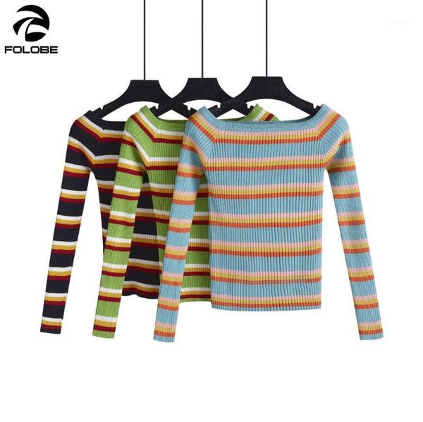 

folobe autumn winter fashion warm jumper women stripe knitted sweaters female casual long sleeve 1, White;black
