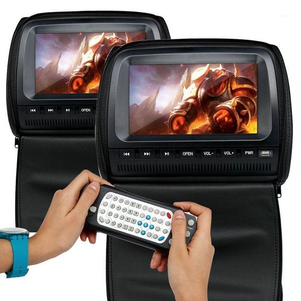 

car video 2pcs 9 inch headrest monitor dvd player 800*480 zipper cover tft lcd screen support ir/fm/usb/sd/speaker/game1