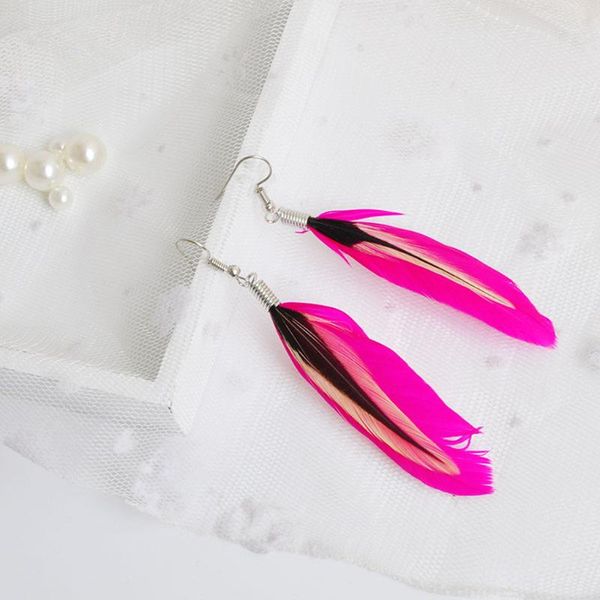 

новые женские multicolor black перо мотаться серьги богема folk стиль цвет падение серьги, Silver