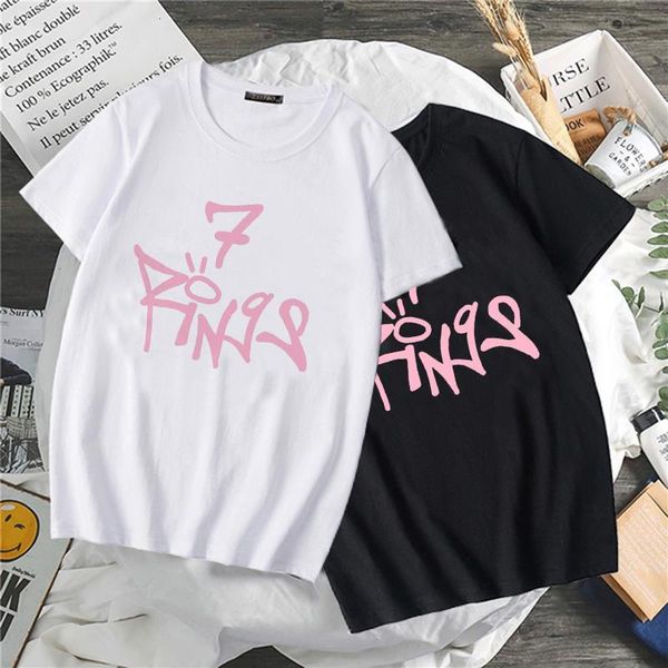 

harajuku t shirt women 7 rings ulzzang fashion thank u,next tshirt 90s hip hop short sleeve t-shirt tee female, White