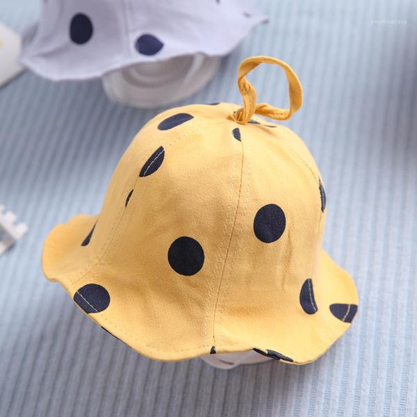 

baby hat girl fisherman hat polka dot spring and autumn sun girl1, Yellow