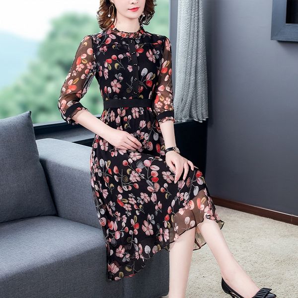 

new cut waist french floral in summer 2020 new cut waist french floral dress dress in summer 2020 izmco, Black;gray