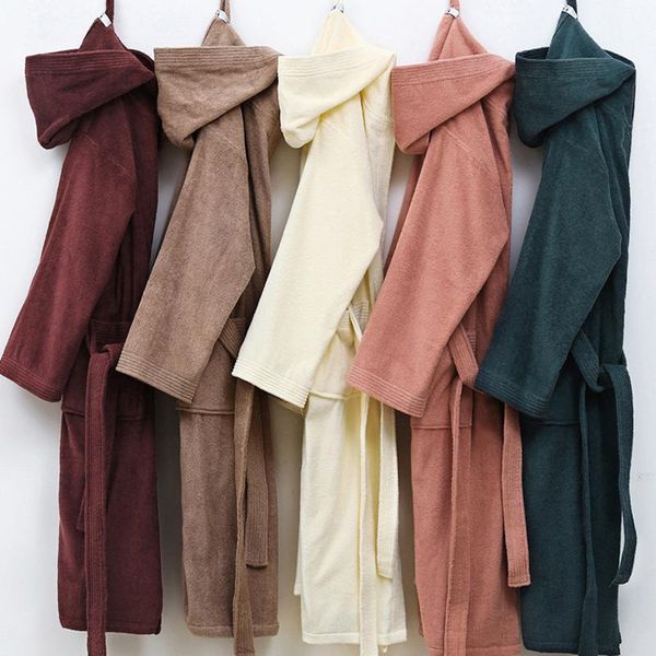 

women's sleepwear 100% cotton autumn winter toweling kimono robe bathrobe men and women oversized sleepshirts female long home, Black;red