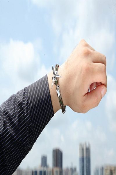 

mkendn new arrival airplane anchor bracelets men charm rope chain 550 paracord bracelet male wrap metal sport hooks jewelry bbysqi