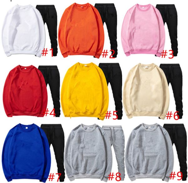 

letter plus men pants tracksuit sleeve piece set leggings two outfits fleece casual pullover sportswear hoodies long size sweatsuits 36 fmrw, Black