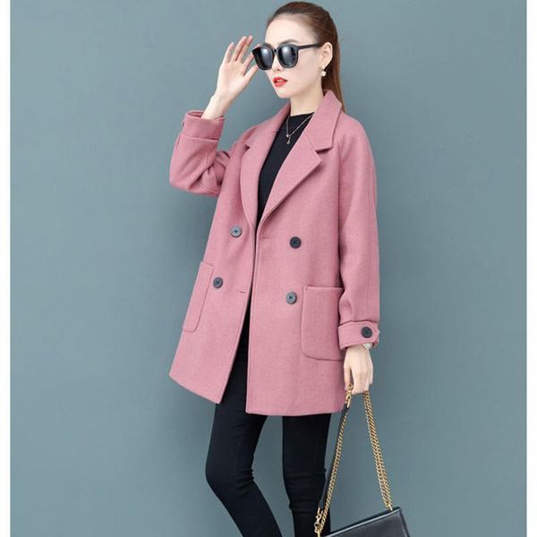 

new arrival fashion wool coat outerwear female short woolen overcoat women trench coat, Black