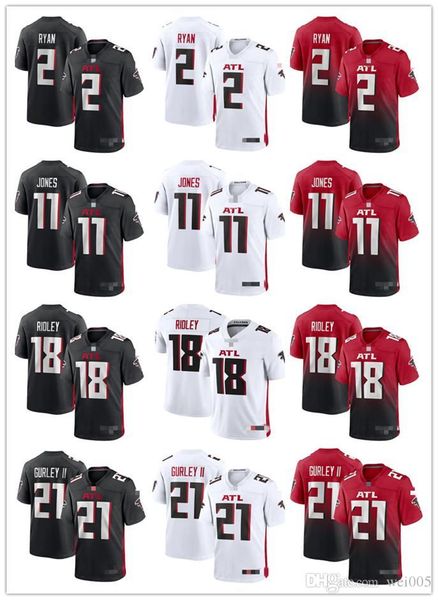 

mens womens youth atlanta falcons 18 calvin ridley black 11 julio jones white 21 todd gurley ii football jersey 2 matt ryan, Black;red