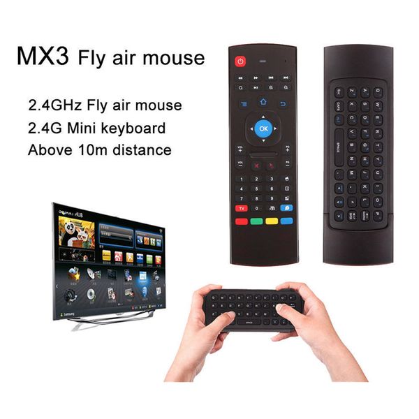 

100% new x8 backlight mx3 mini keyboard 2.4g wireless pc remote controls with ir learning qwerty 6axis fly air mouse backlit gampad for andr